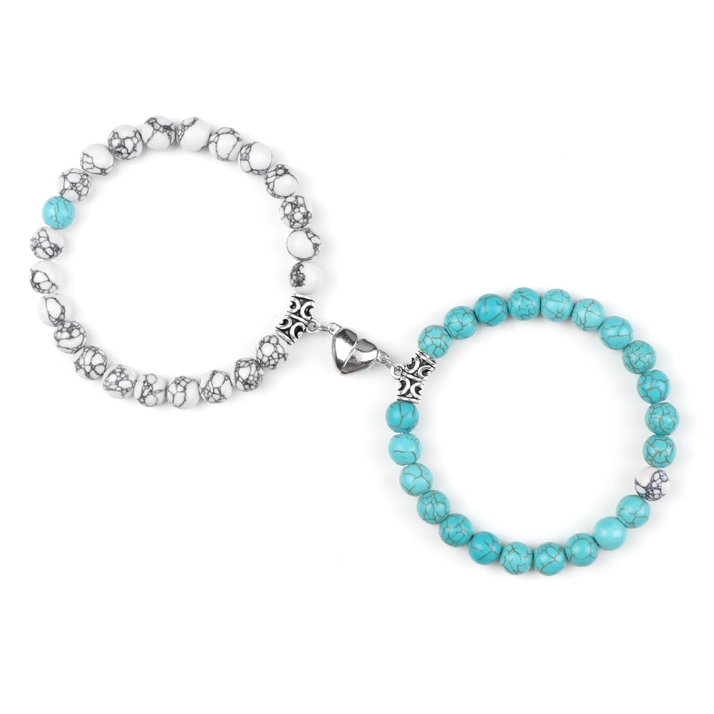 Stone Beads Bracelet for Lovers Heart Magnet Attraction