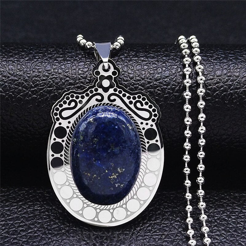 Natural Stone Lapis Lazuli Big Long Bohemia Charm