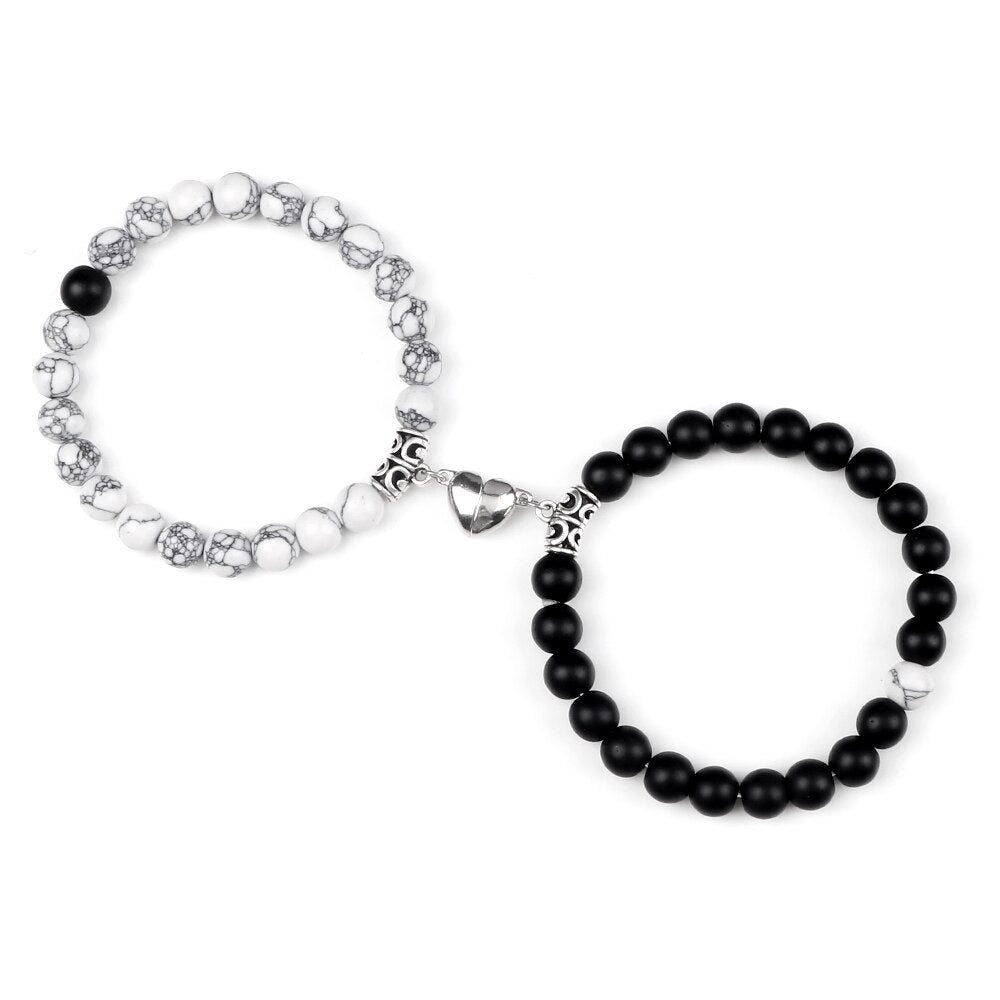 Stone Beads Bracelet for Lovers Heart Magnet Attraction
