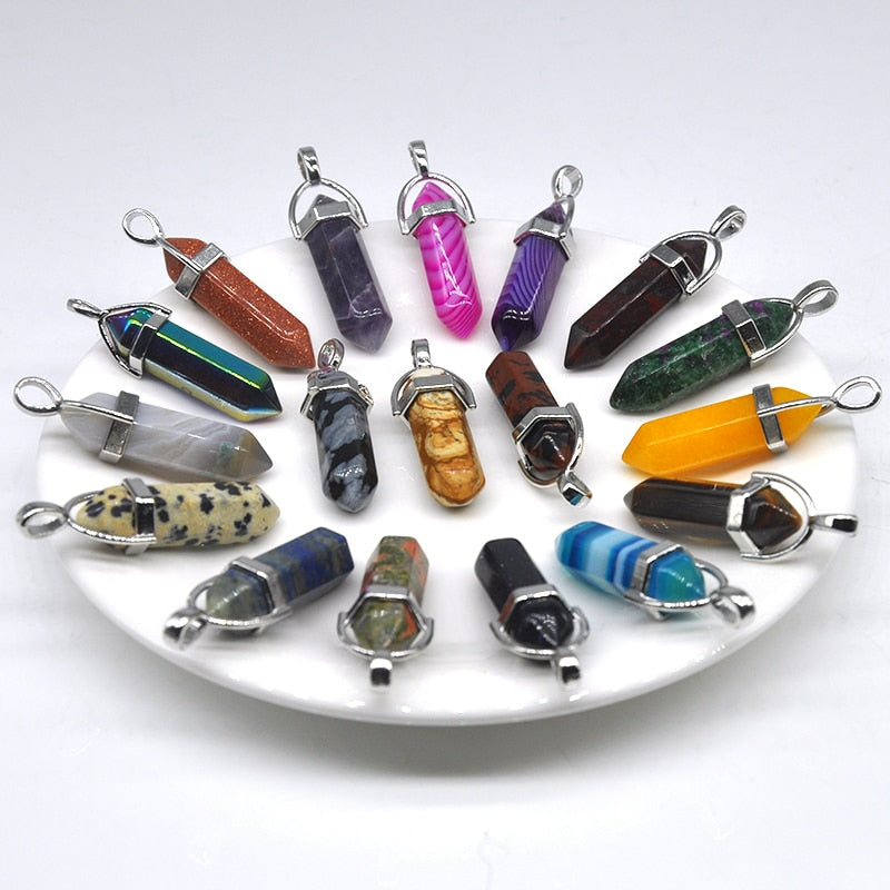 Natural Stone Hexagonal Quartz Pendulum Column Crystal