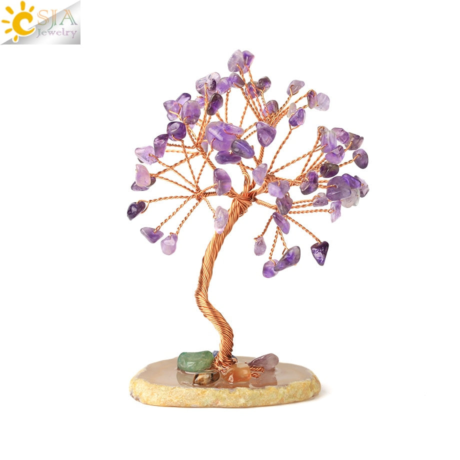 Chakras Tree of Life Decoration Rose Natural Chip Crystal