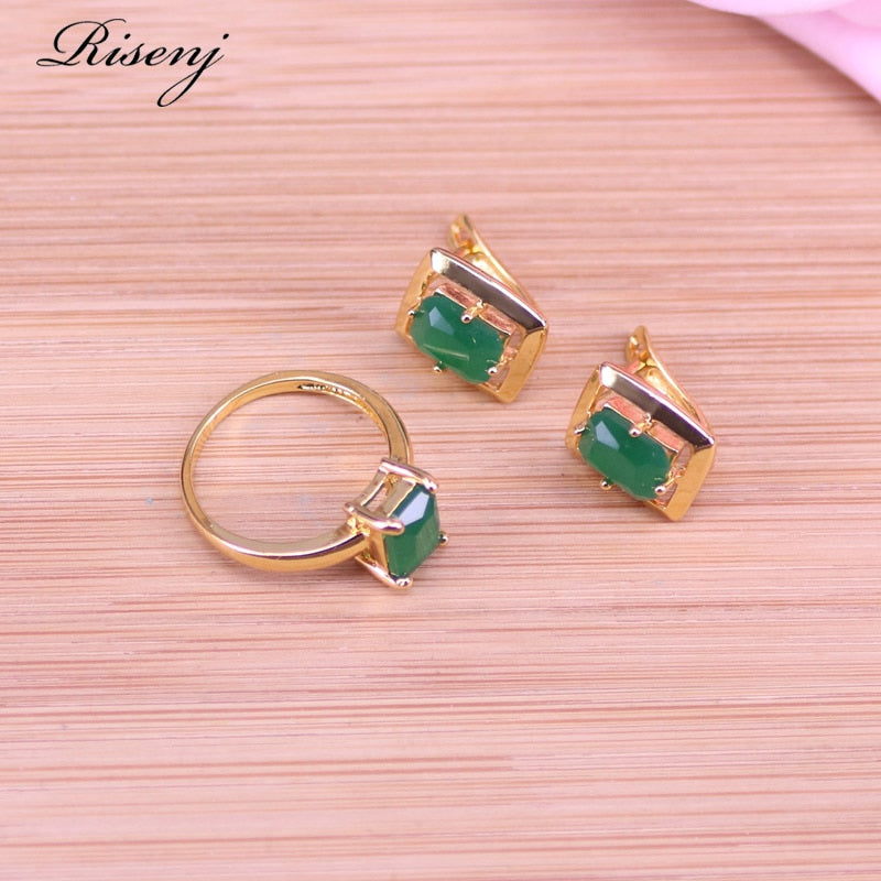 Jade Rose Gold Cotume Jewelry For Women Hoop Earrings