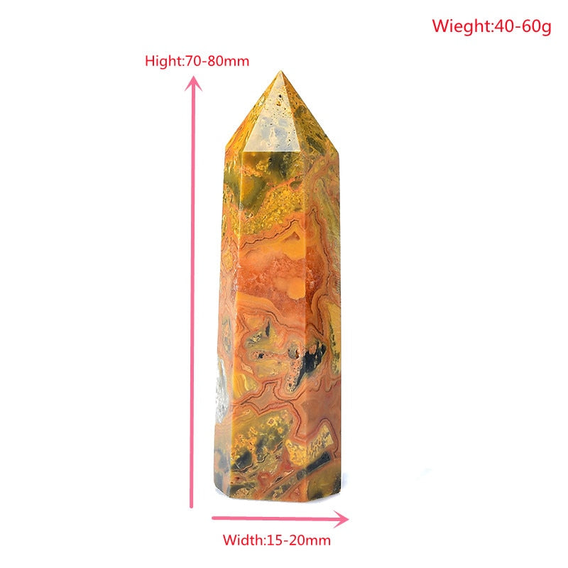 Dark Color Crazy Agate Crystal Point Reiki Healing