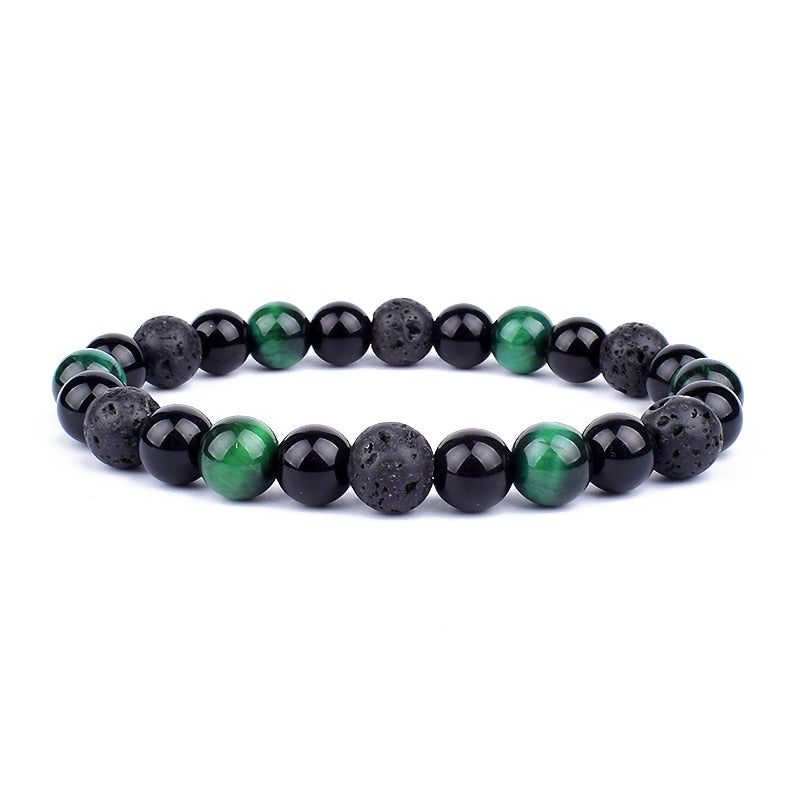 Men Bracelets 10mm Natural Stone Black Onyx