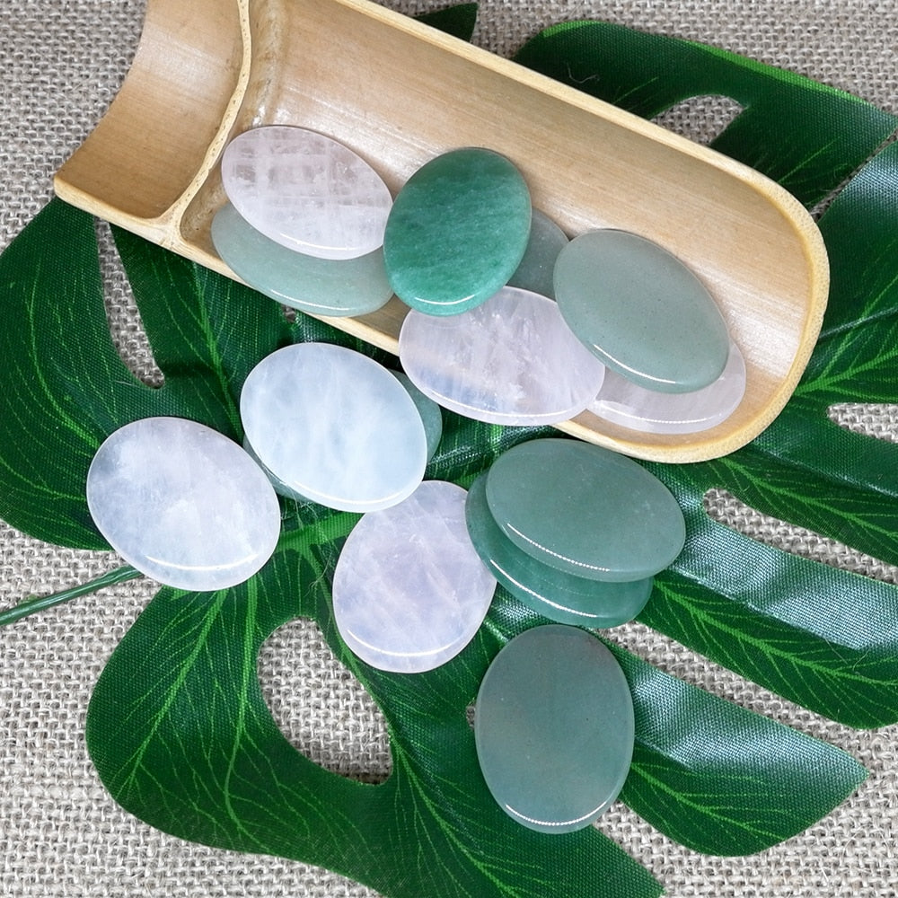 6PCS Spa Rose quartz Stone Beauty Stones Massage