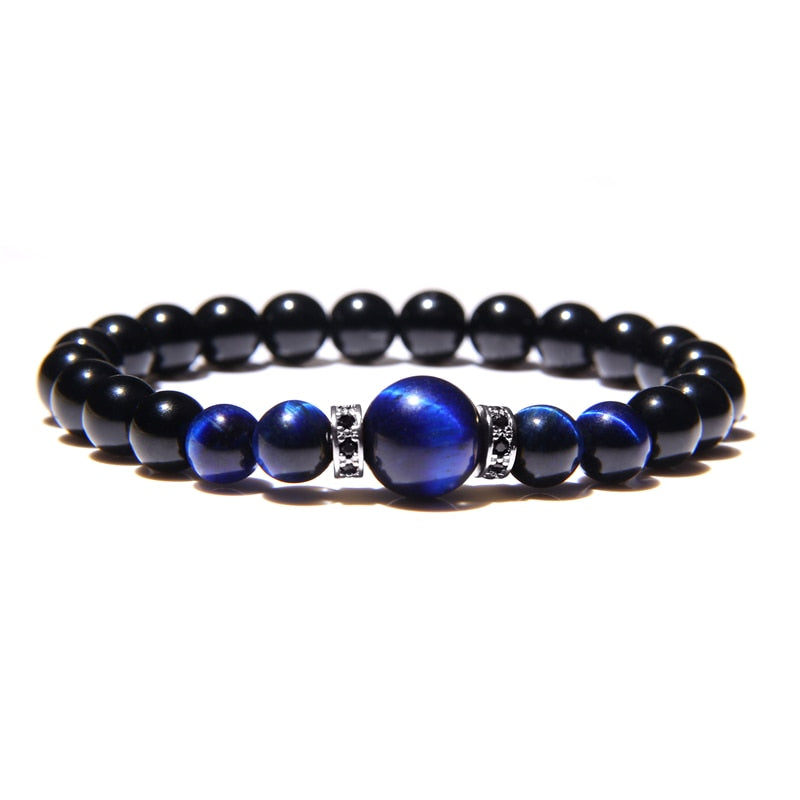 Natural Stone Bracelets Men Royal Blue Tiger Eye