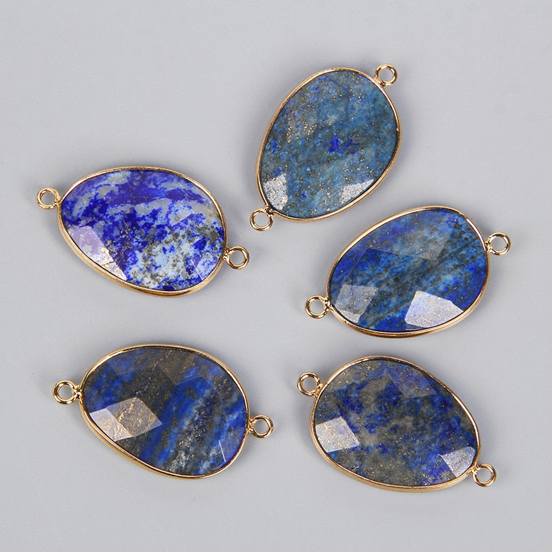 Double Sided Faceted Natural Stone Slice Charm