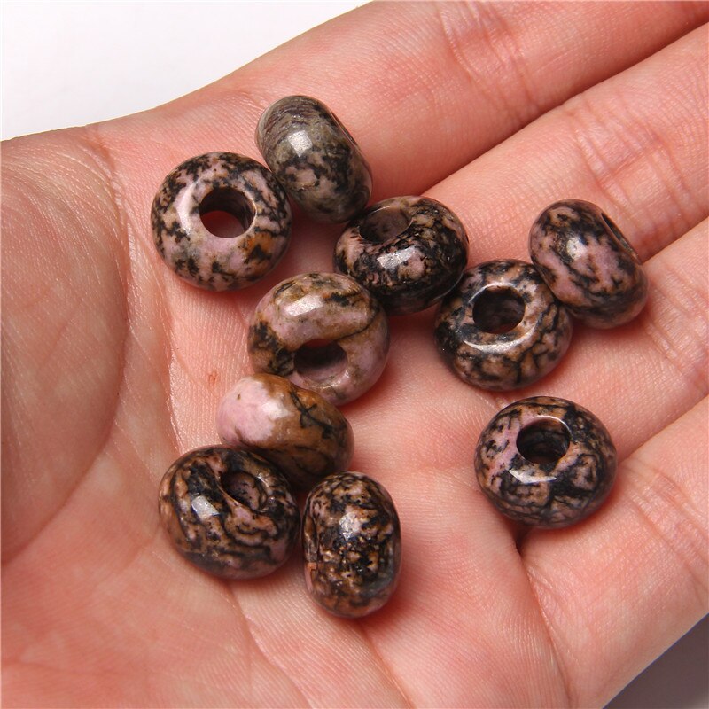 Stone Charms Pendant Spacer Round Big Hole Beads