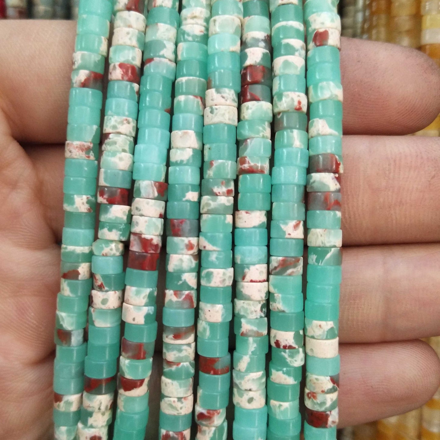 Turquoises Agates Jades Spacer Flat Round Natural Stone