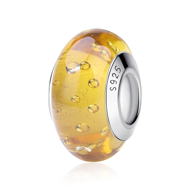 Sterling Silver Glass Bead Wood Stone Murano Flower