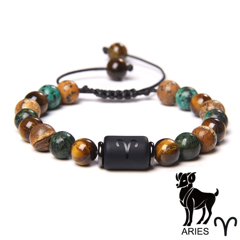 12 Zodiac Signs Constellation Bracelet Natural Picture