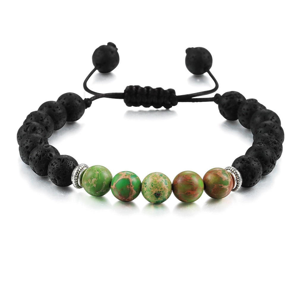 Natural Volcanic Rock Stone Men Bracelets