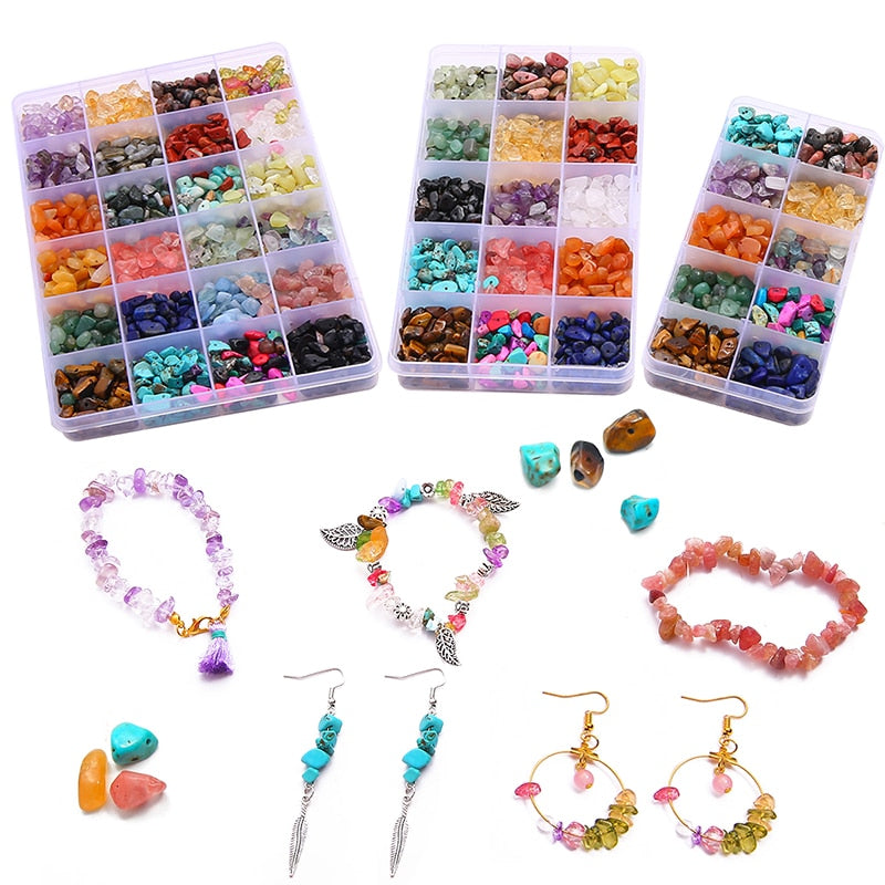 Stone Crystal Amethyst Chips Beads Kit Lobster Clasp