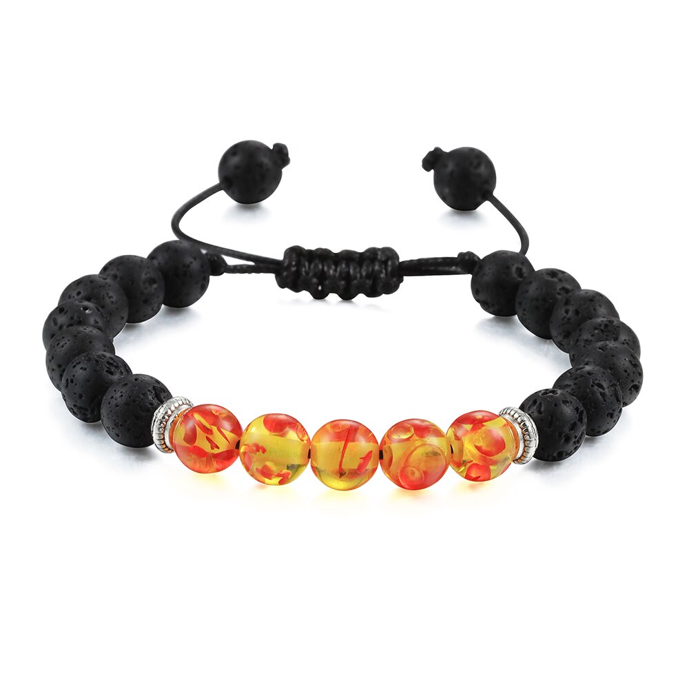 Natural Volcanic Rock Stone Men Bracelets