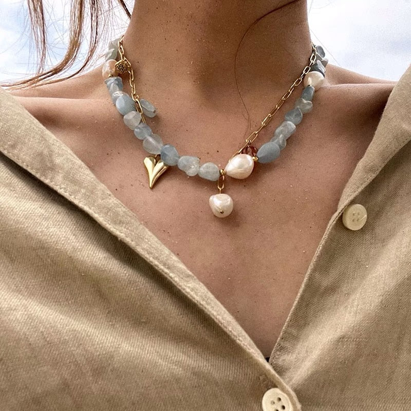 Bohemian Sapphire natural semi-precious stone necklace