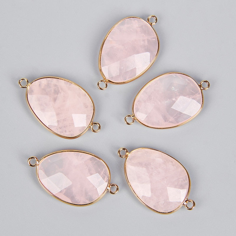 Double Sided Faceted Natural Stone Slice Charm