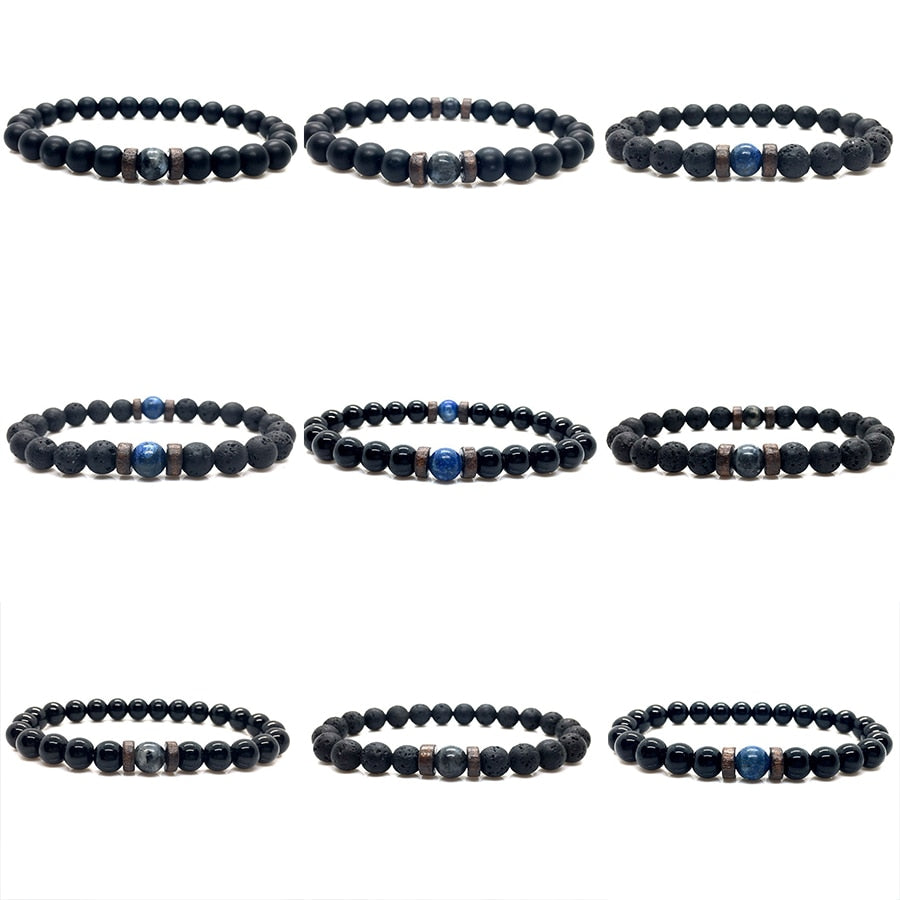 Lava Stone Men Bracelet Natural Moonstone Bead