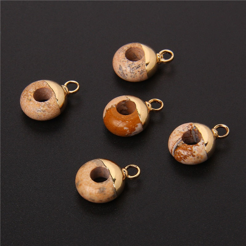 Big Hole Round Stone Beads Charms Jades