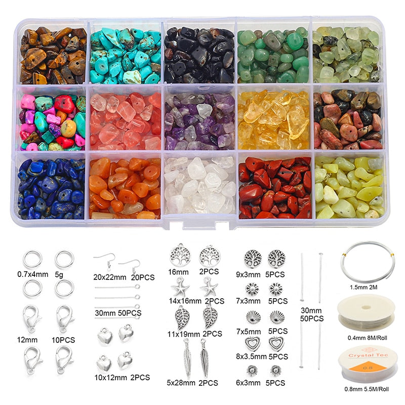 Stone Crystal Amethyst Chips Beads Kit Lobster Clasp
