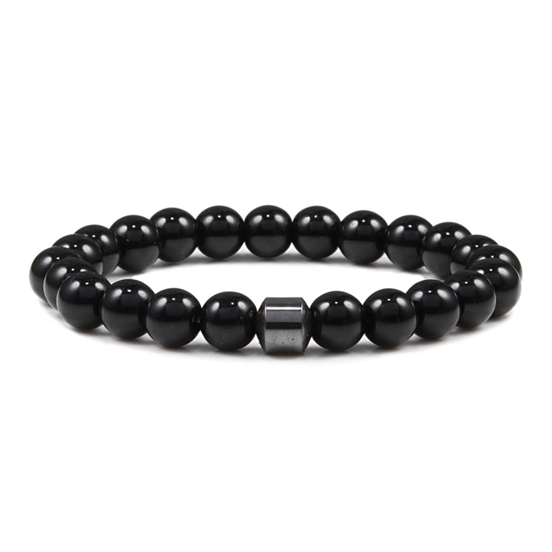 Men Natural Rock Stone Bracelet Energy Hematite