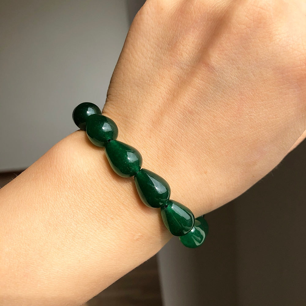 Water Drop Loose Stone Beads Dark Green Jades Spacer