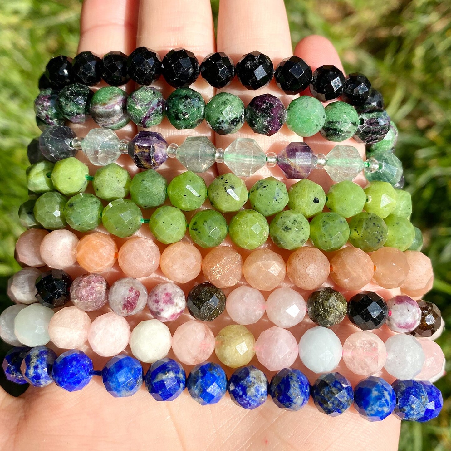 Round Loose Gemstone Beads Bracelet Necklace