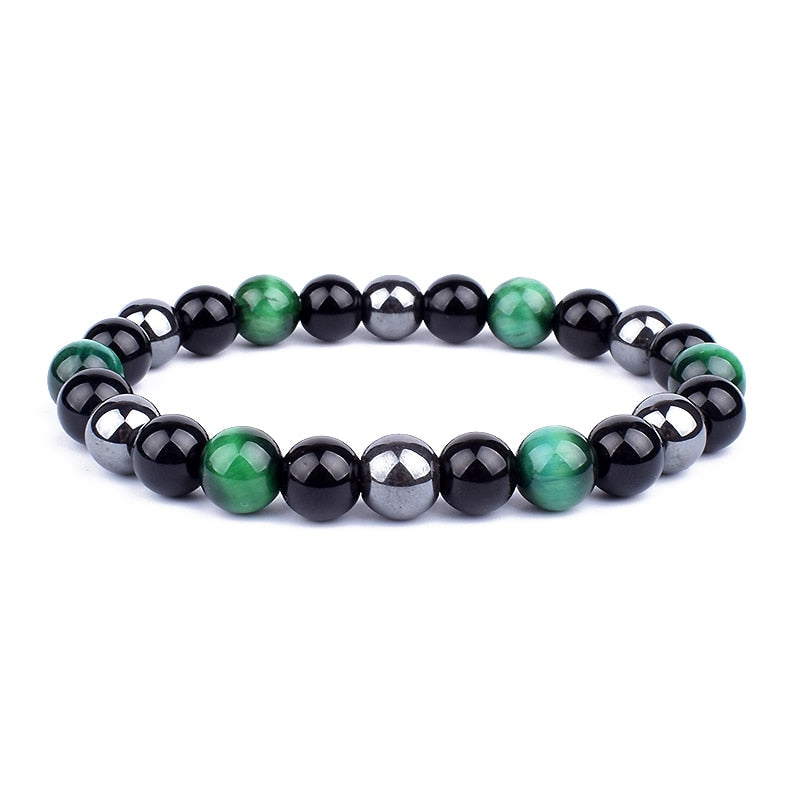 Men Bracelets 10mm Natural Stone Black Onyx