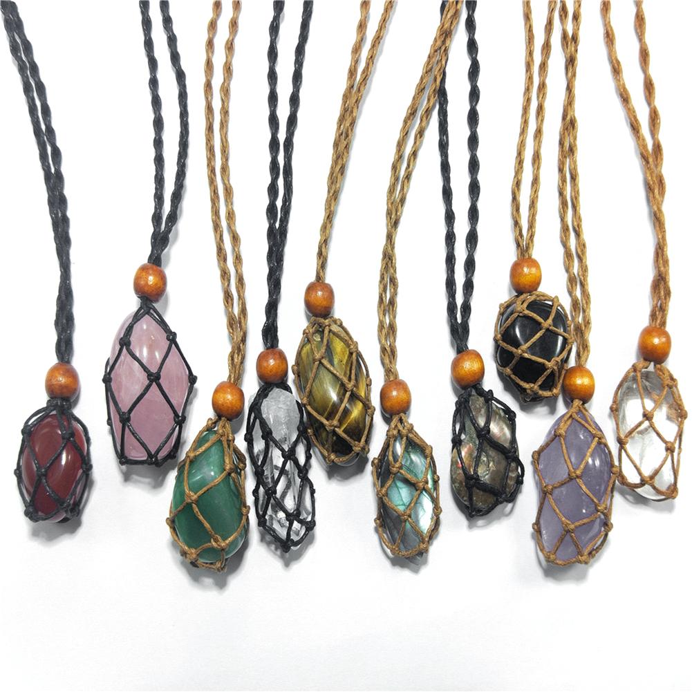 Cord Empty Stone Holder Natural Quartz Crystal Raw Stone