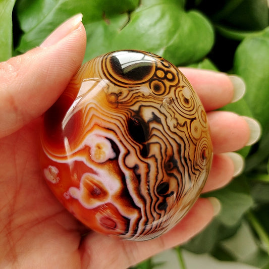 Natural Lace Stone Sardonyx Agate Palm Hand Play