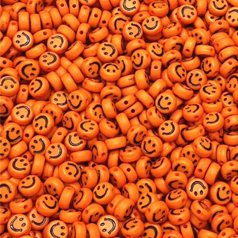 Oval Shape Acrylic Spaced Beads Smile Face Beads