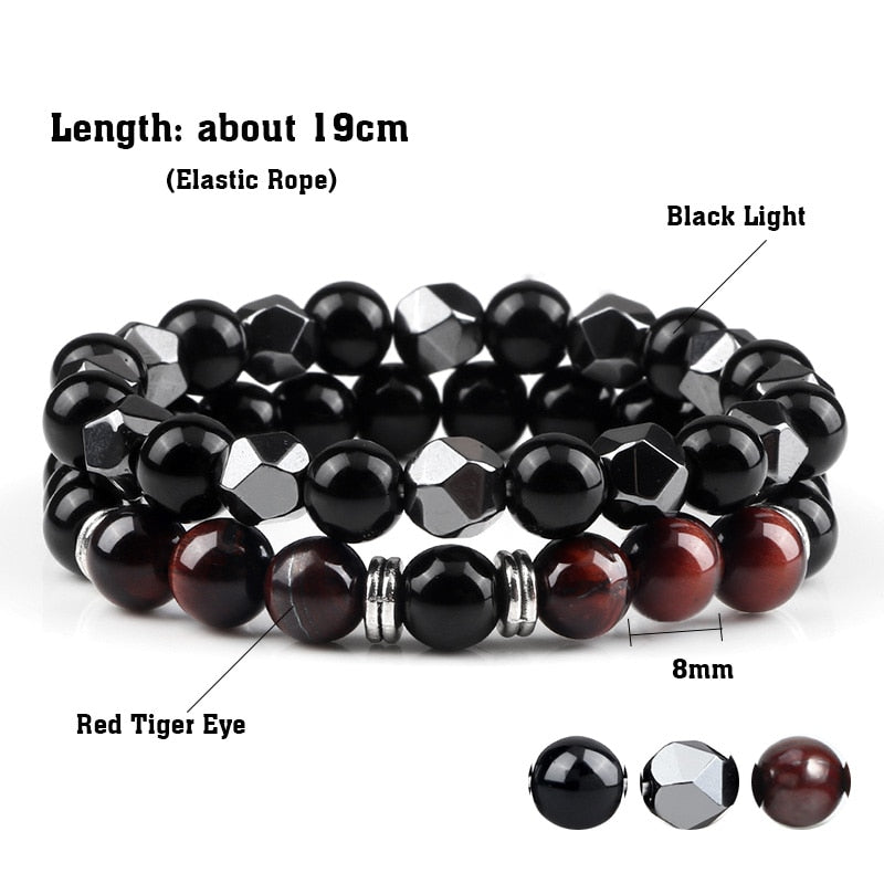 Irregular Hematite Lava Stone Bracelet Men Fashion