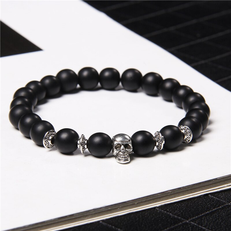 Natural Black Labradorite Stone Beads Bracelet