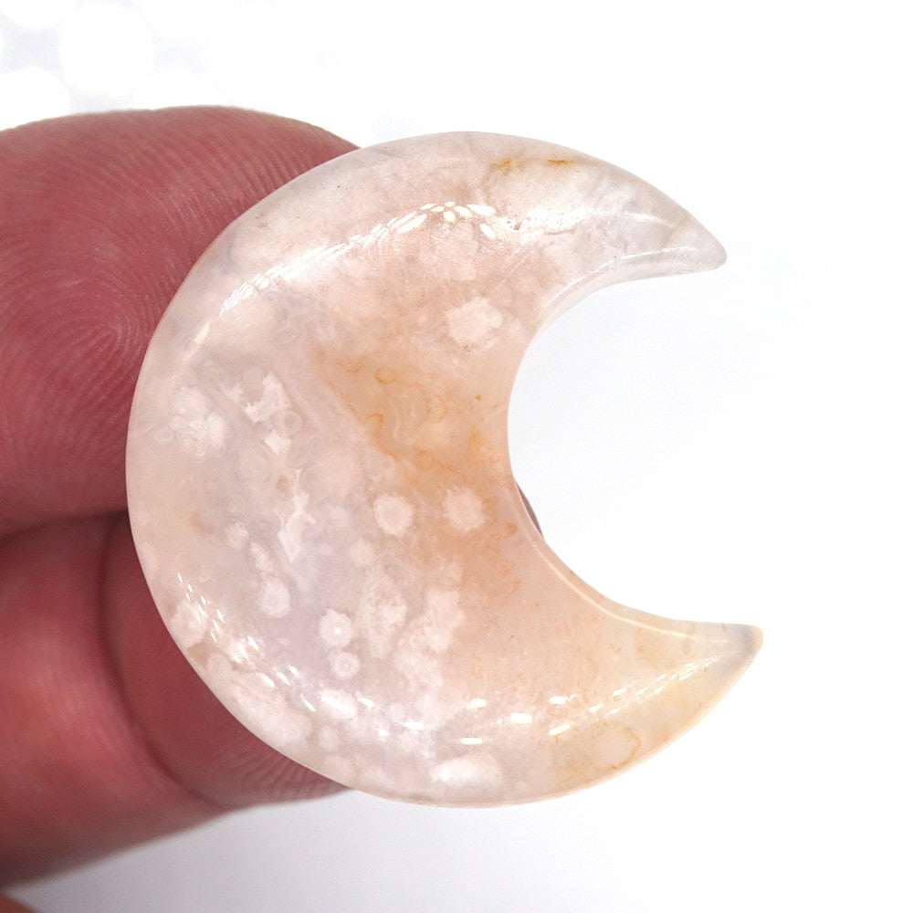 Moon Shaped Statue Natural Crystal Stone Colorful