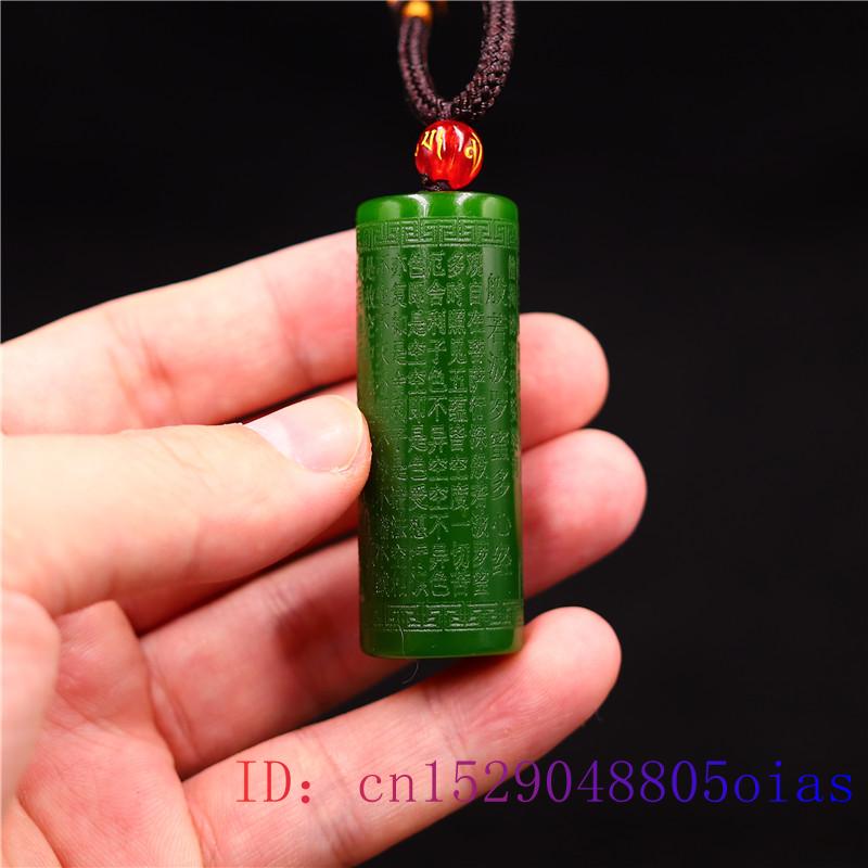 Jade Heart Sutra Pendant Carved Amulet Buddhism