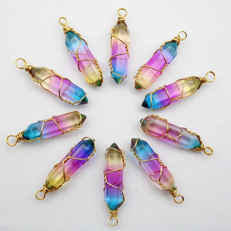 Natural Stone Rose Quartz Stained Glass Pillar