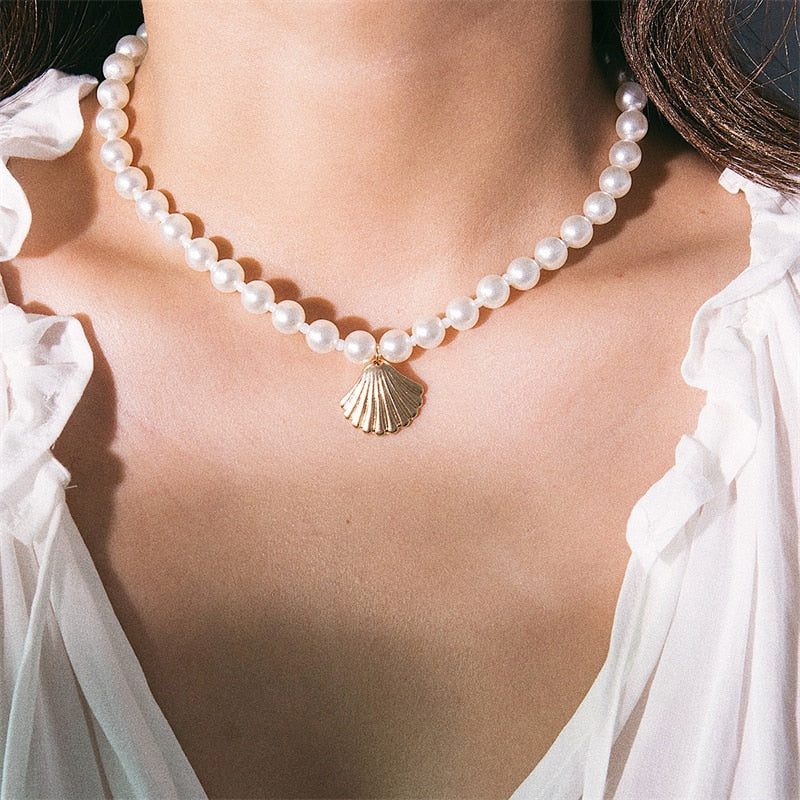 Bohemian Shell Necklace For Women Elegant Pearl