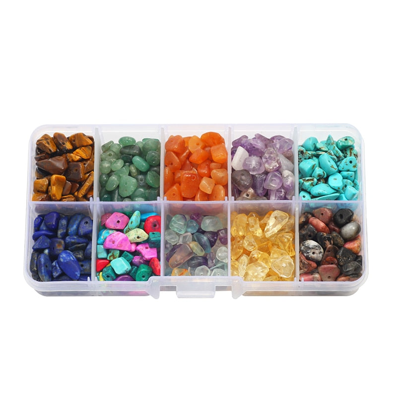 Stone Crystal Amethyst Chips Beads Kit Lobster Clasp