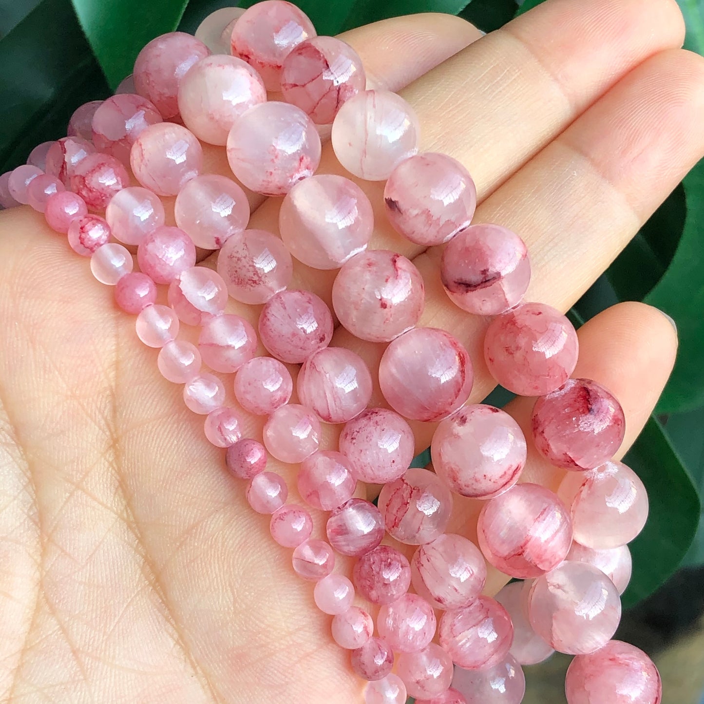 Cherry Veins Chalcedony Jades Beads