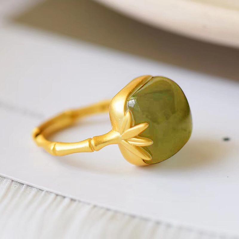 Natural Hetian Sapphire Green Leaf Bamboo Cool