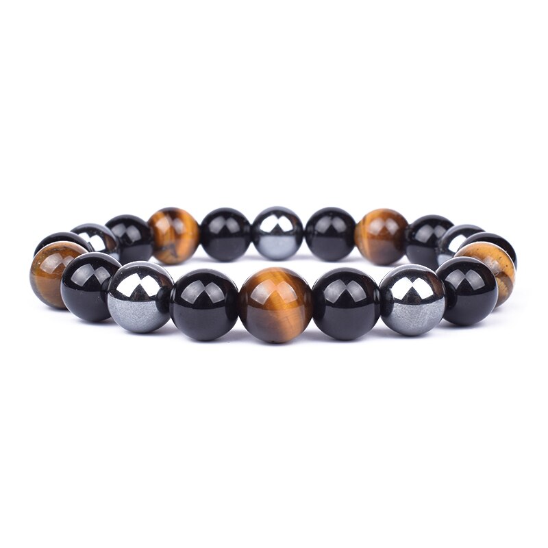 Men Bracelets 10mm Natural Stone Black Onyx