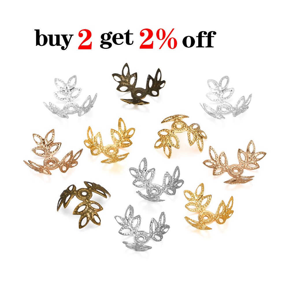 Metallic KC Gold Three leaves Spacer Beads End Cap