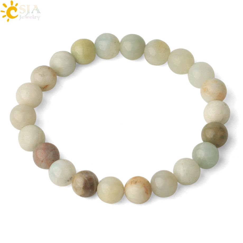 Natural Stones Strand Bracelets Single Color