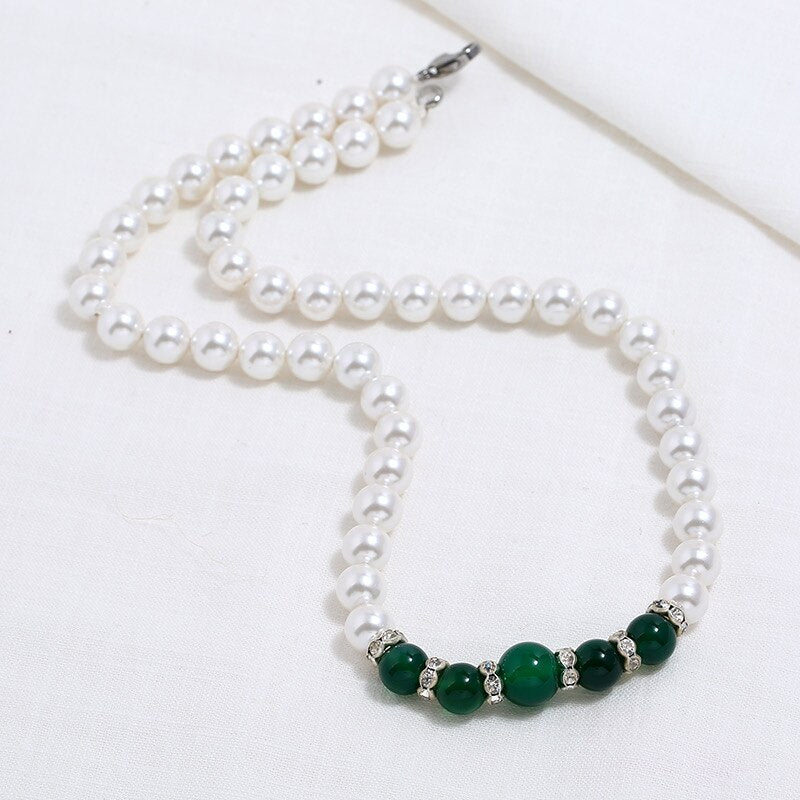 Natural fresh water pearl natural stone necklace