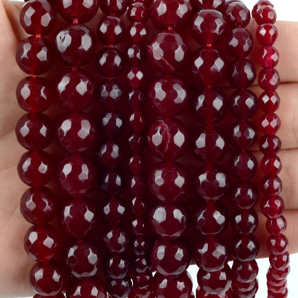 Natural Stone Beads Faceted Rubys Chalcedony Jades