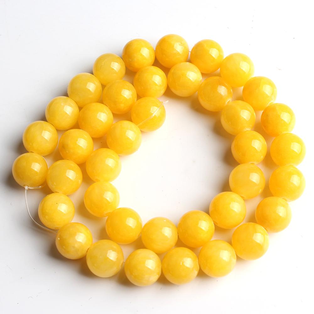 Natural Stone Dark Yellow Cloud Jades Chalcedony Beads
