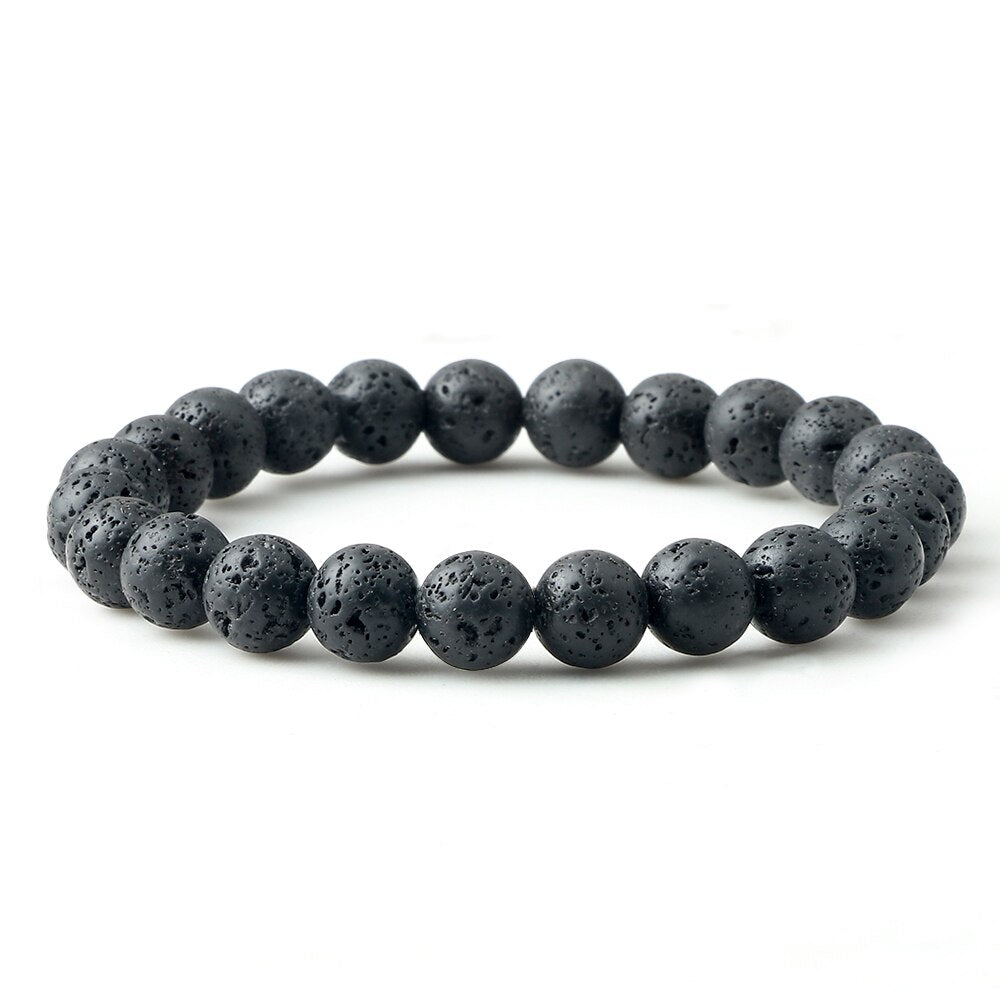 Natural Volcanic Rock Stone Men Bracelets