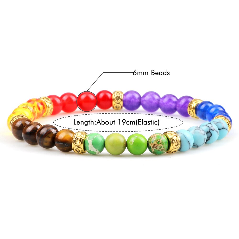 Reiki 7 Chakra Healing Bead Bracelet Natural Stone