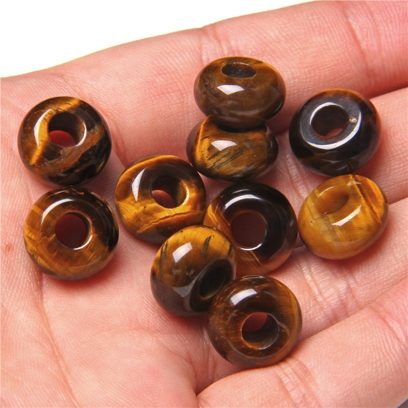 Stone Charms Pendant Spacer Round Big Hole Beads