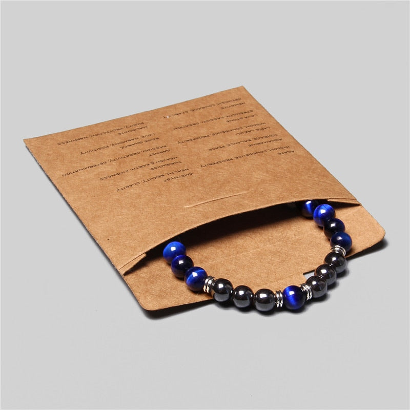 Men Bracelet Natural Hematite Tiger Eye Bead