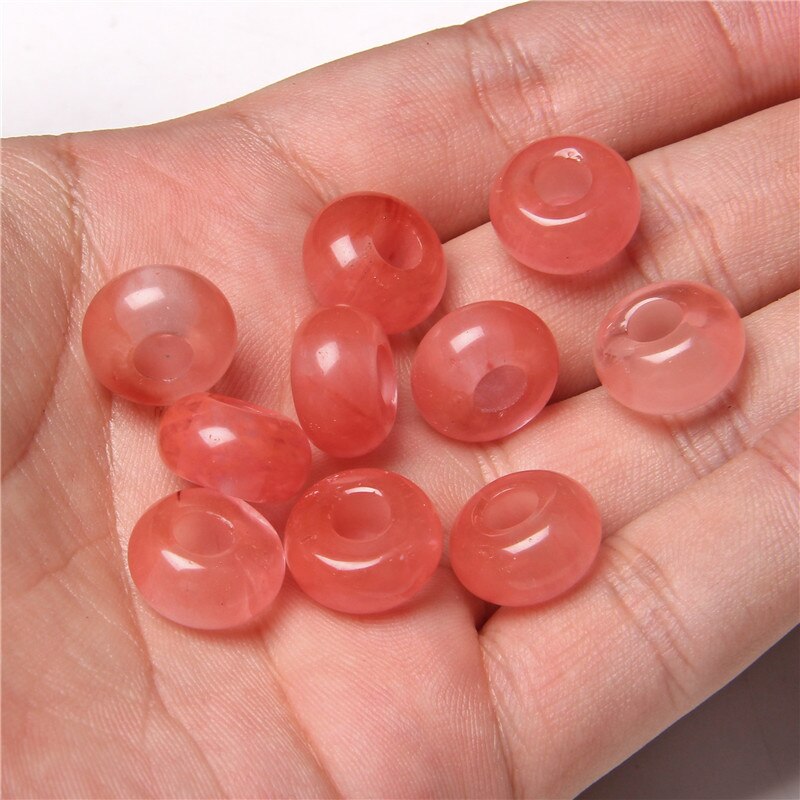 Stone Charms Pendant Spacer Round Big Hole Beads